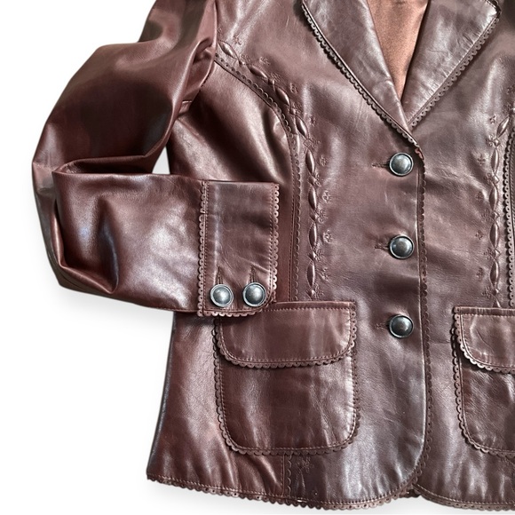 Vintage Dominique Rich Brown Leather Jacket - Picture 5 of 16